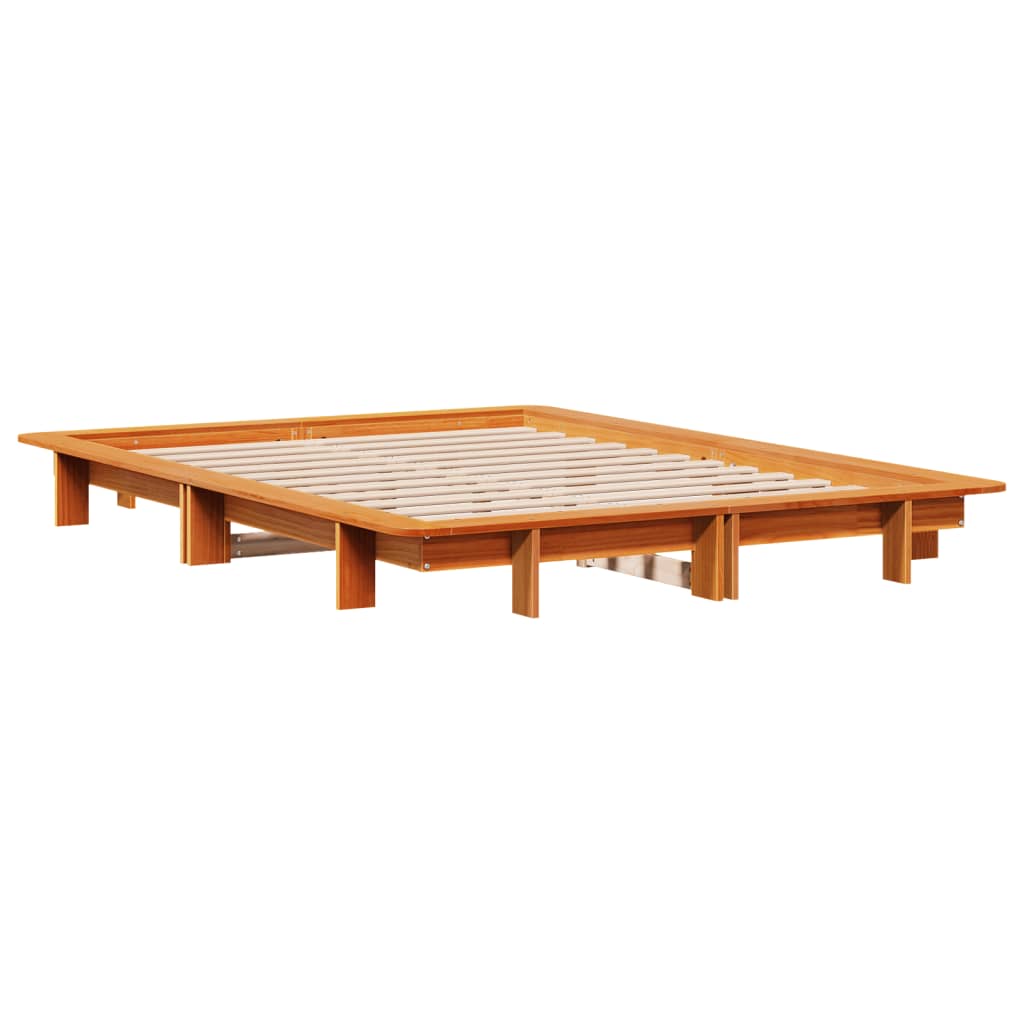 sengeramme uden madras 135x190 cm massivt fyrretræ brun