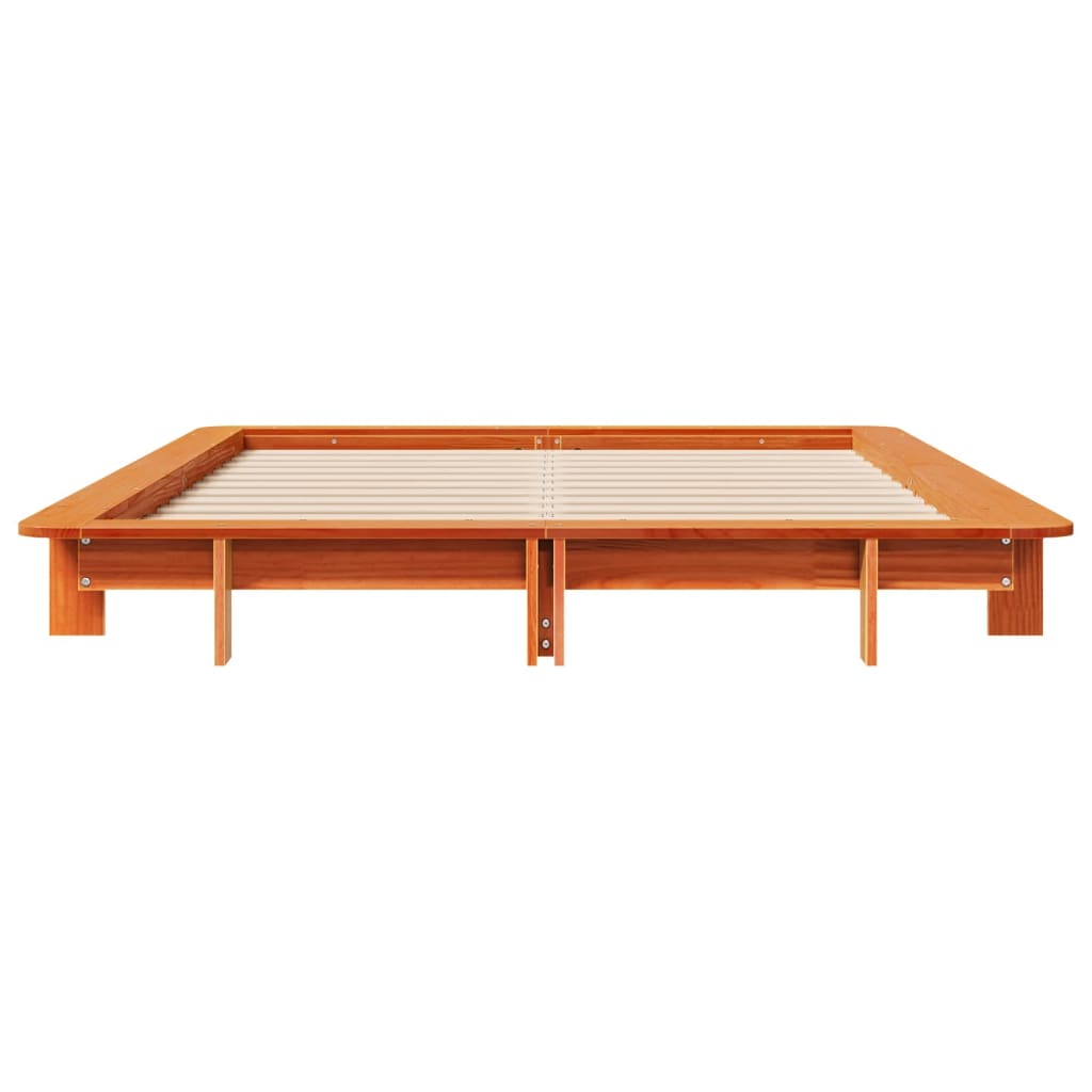 sengeramme uden madras 135x190 cm massivt fyrretræ brun