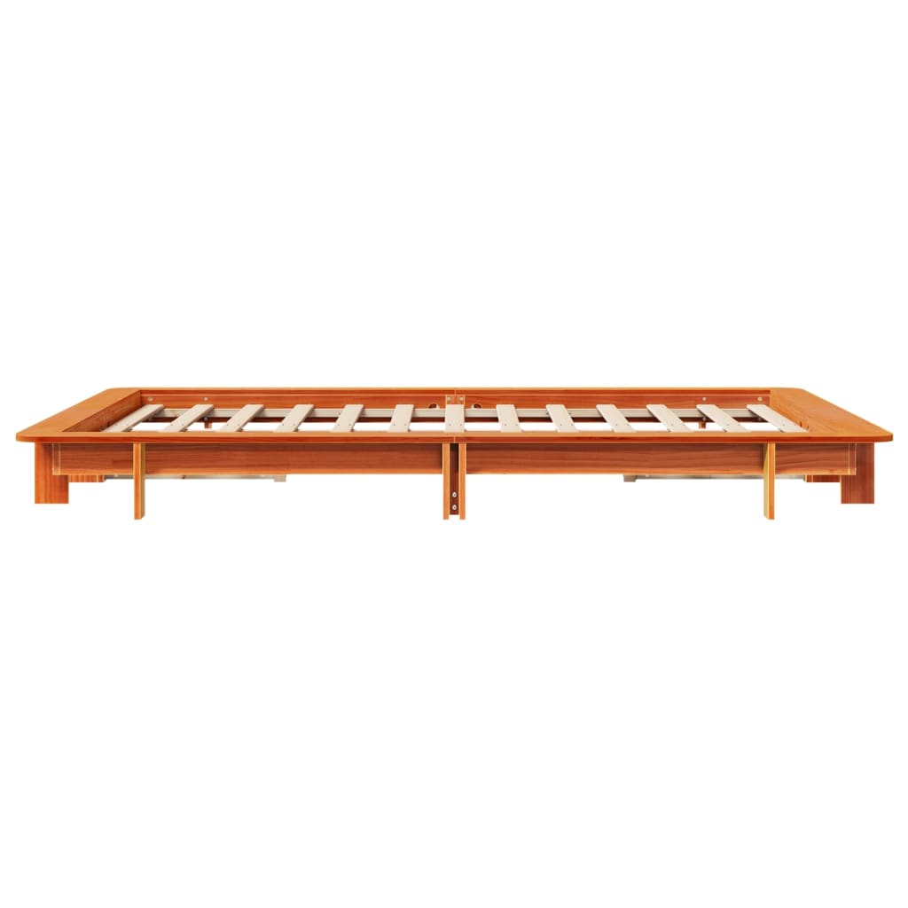 sengeramme uden madras 135x190 cm massivt fyrretræ brun