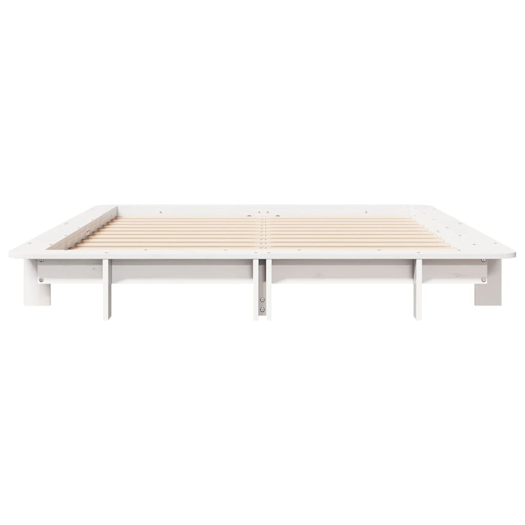 sengeramme uden madras 120x190 cm massivt fyrretræ hvid