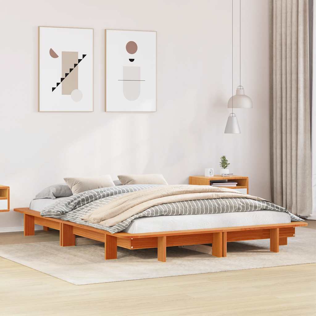 sengeramme uden madras 120x190 cm massivt fyrretræ gyldenbrun