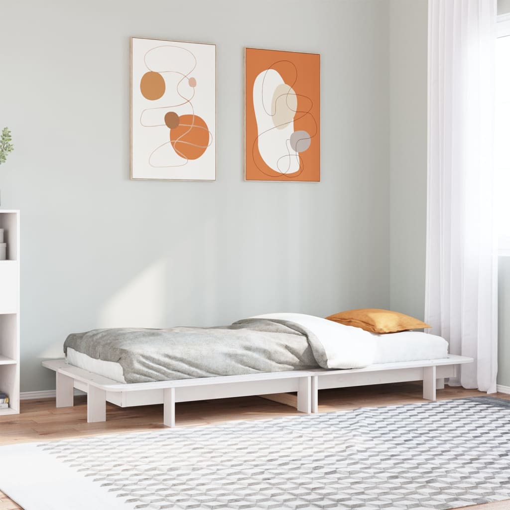 sengeramme uden madras 90x190 cm massivt fyrretræ hvid