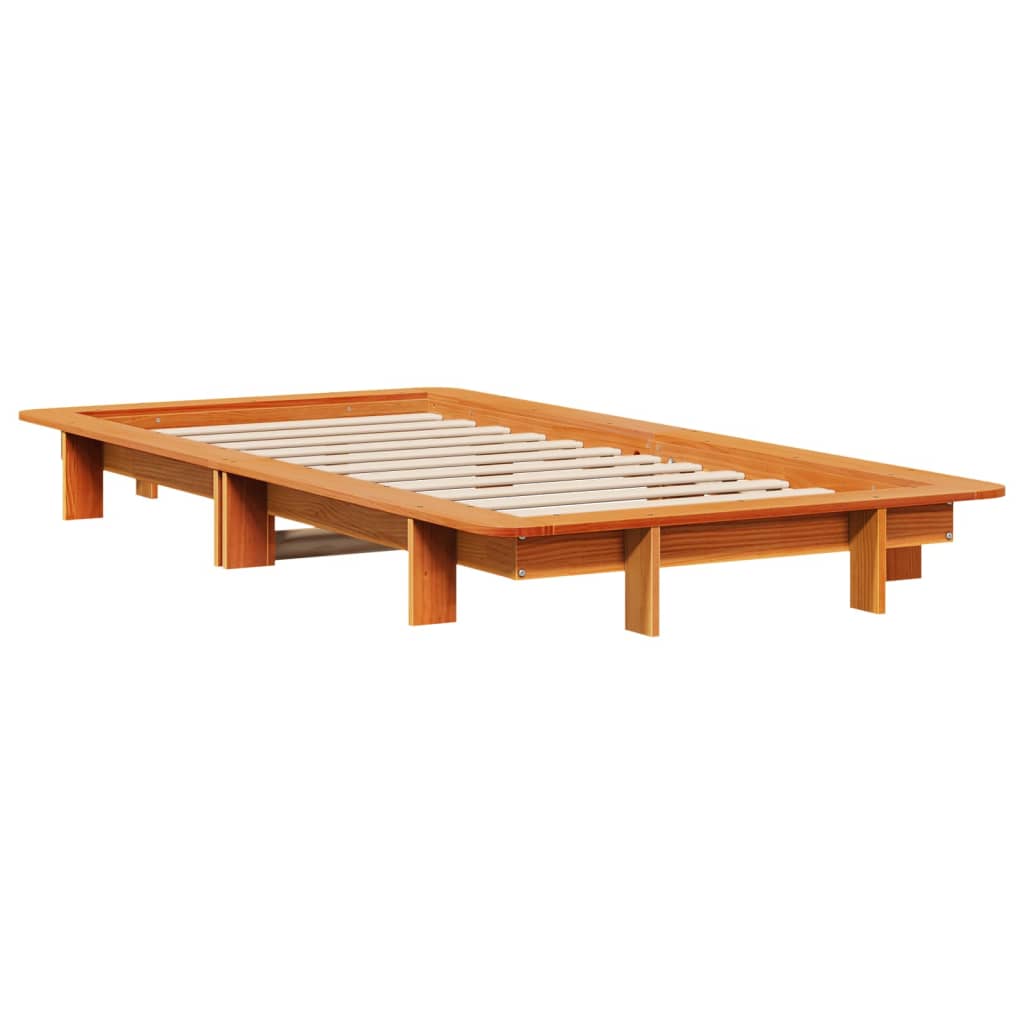sengeramme uden madras 90x190 cm massivt fyrretræ gyldenbrun