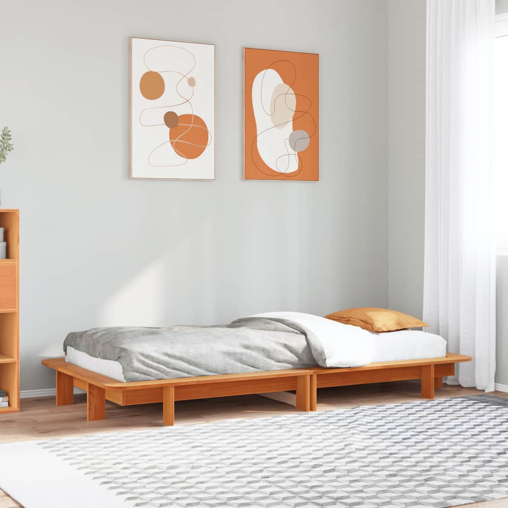 sengeramme uden madras 90x190 cm massivt fyrretræ gyldenbrun