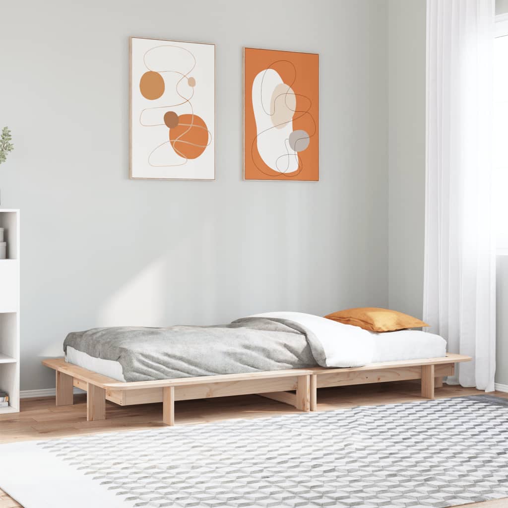 sengeramme uden madras 75x190 cm massivt fyrretræ