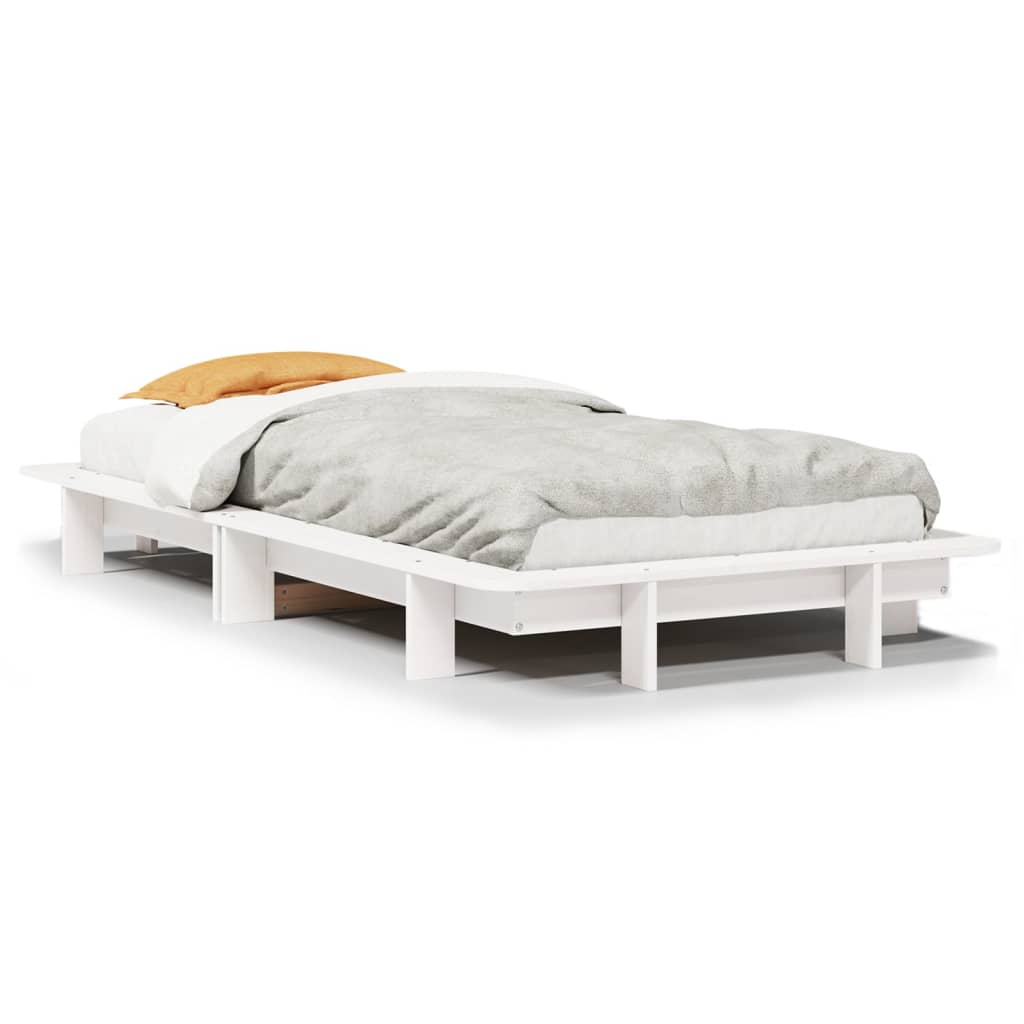 sengeramme uden madras 75x190 cm massivt fyrretræ hvid