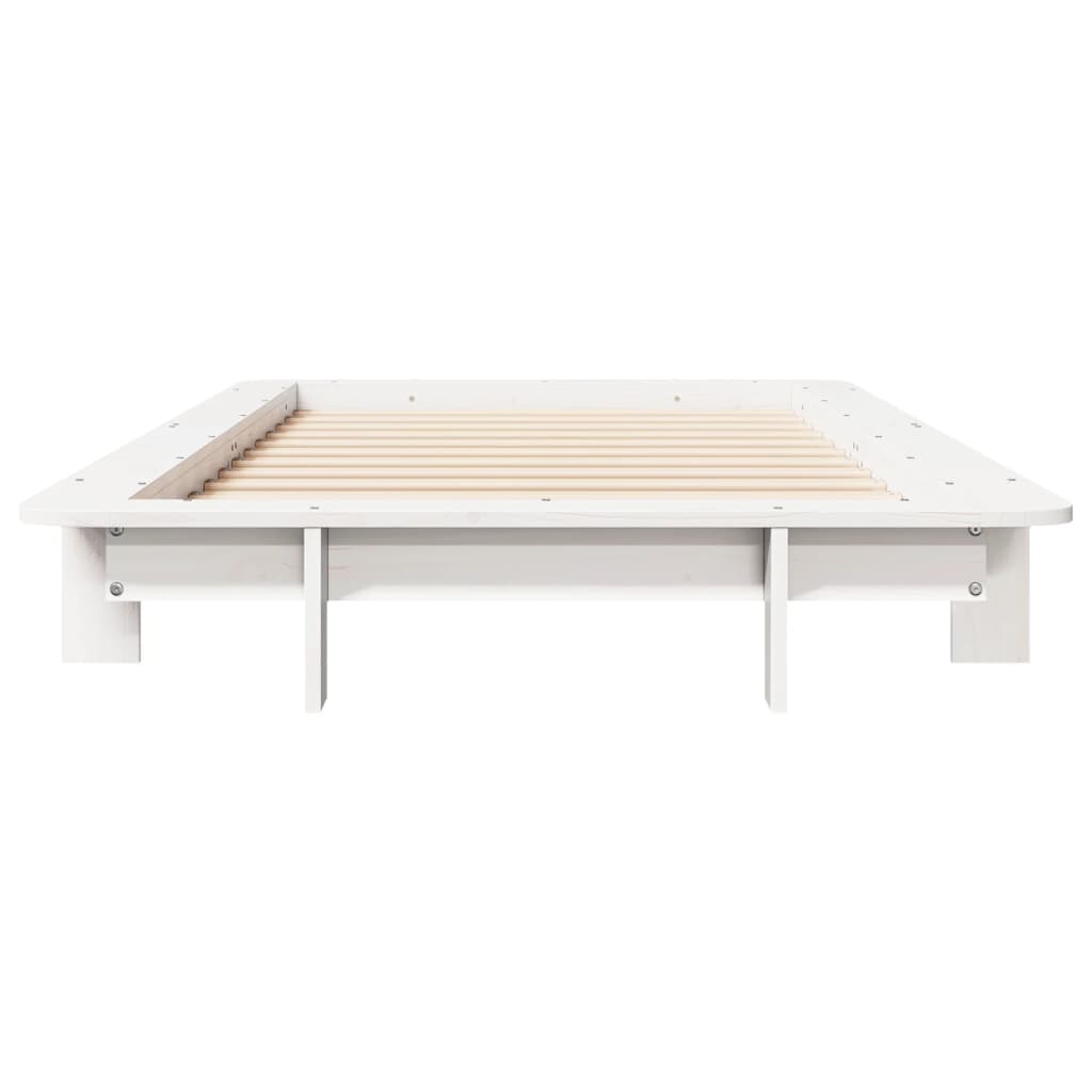 sengeramme uden madras 75x190 cm massivt fyrretræ hvid