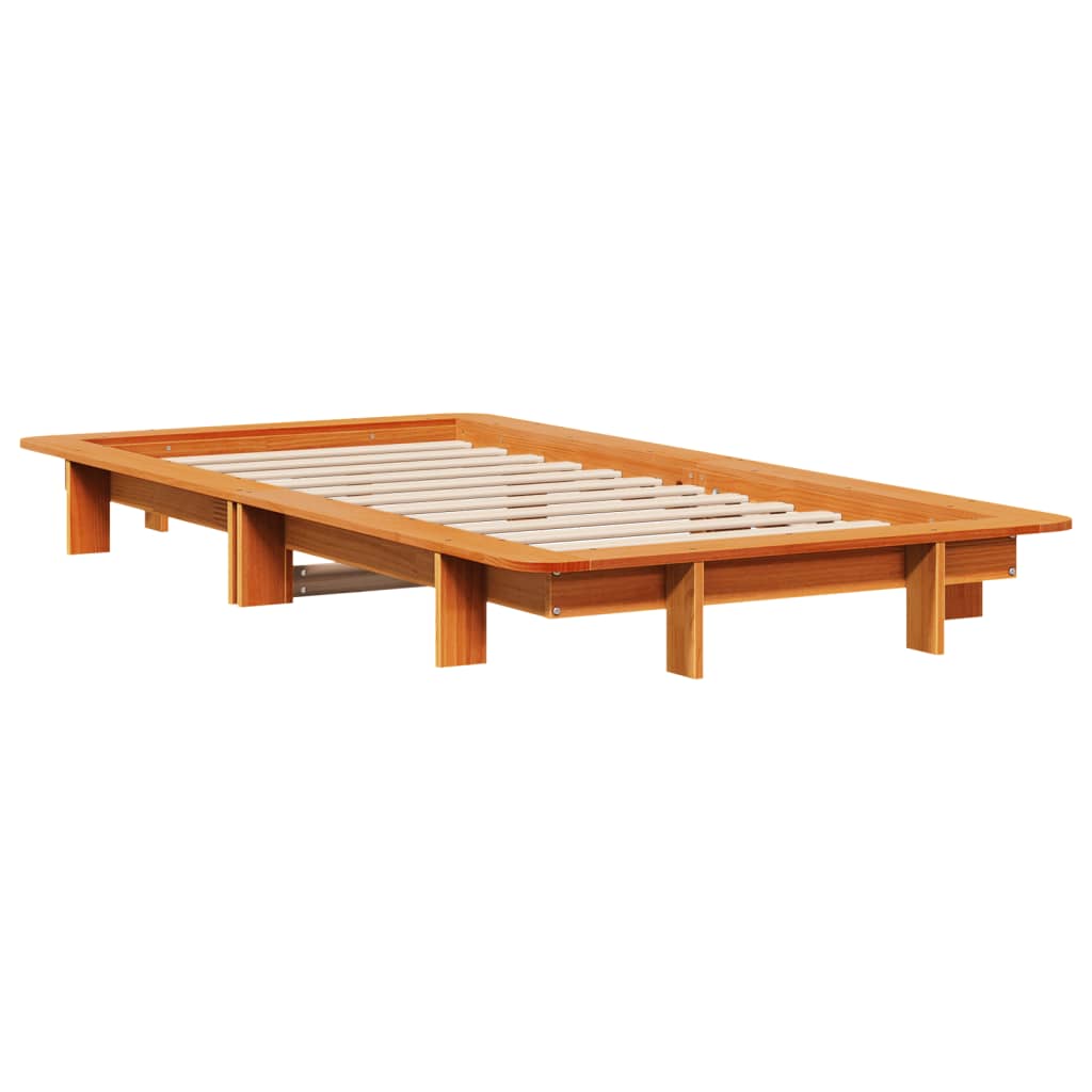 sengeramme uden madras 75x190 cm massivt fyrretræ gyldenbrun