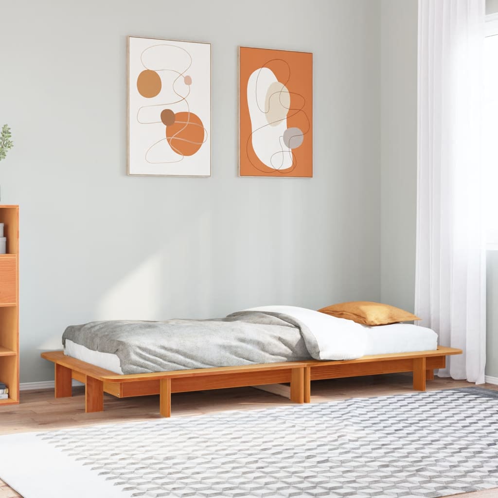 sengeramme uden madras 75x190 cm massivt fyrretræ gyldenbrun