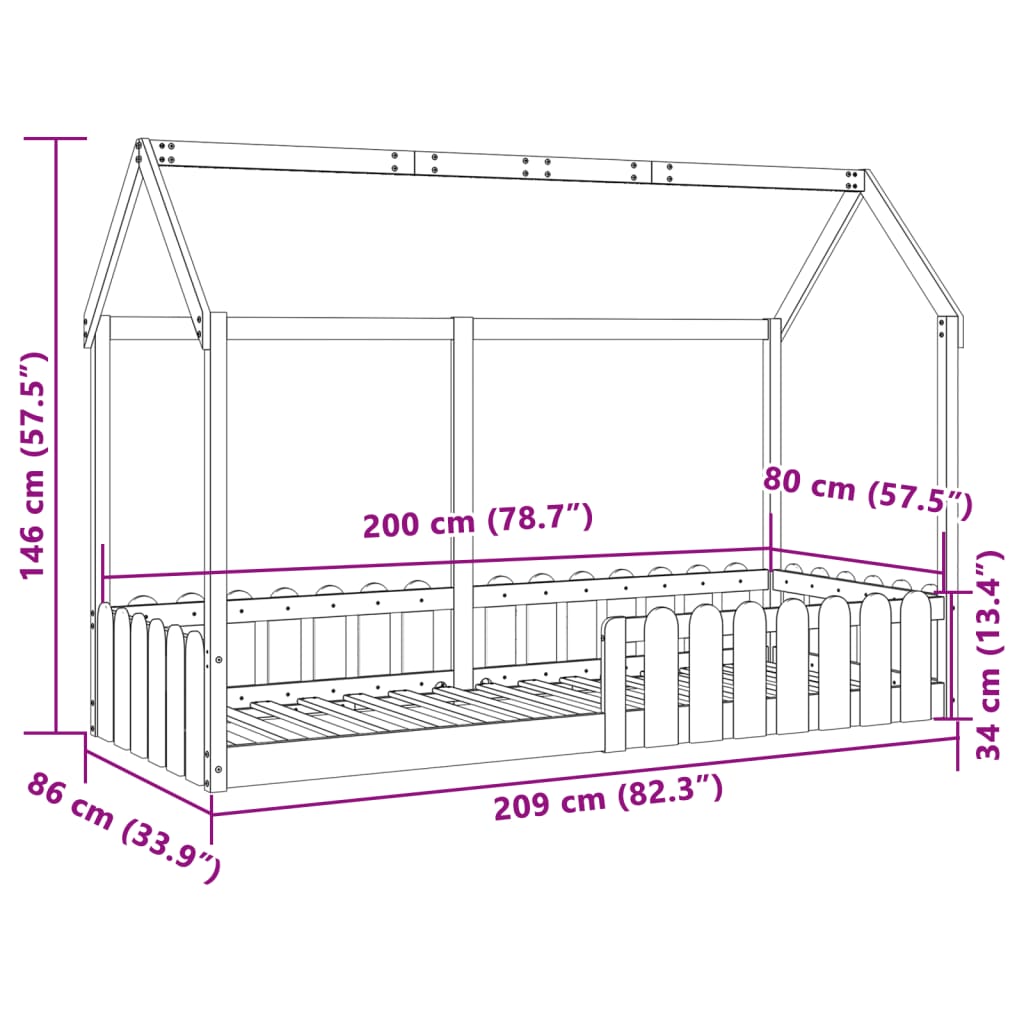 sengeramme til husseng 80x200 cm massivt fyrretræ gyldenbrun