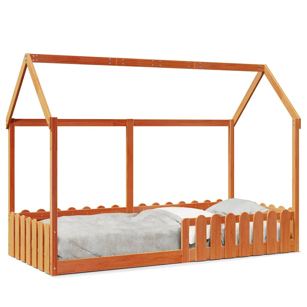 sengeramme til husseng 90x190 cm massivt fyrretræ gyldenbrun
