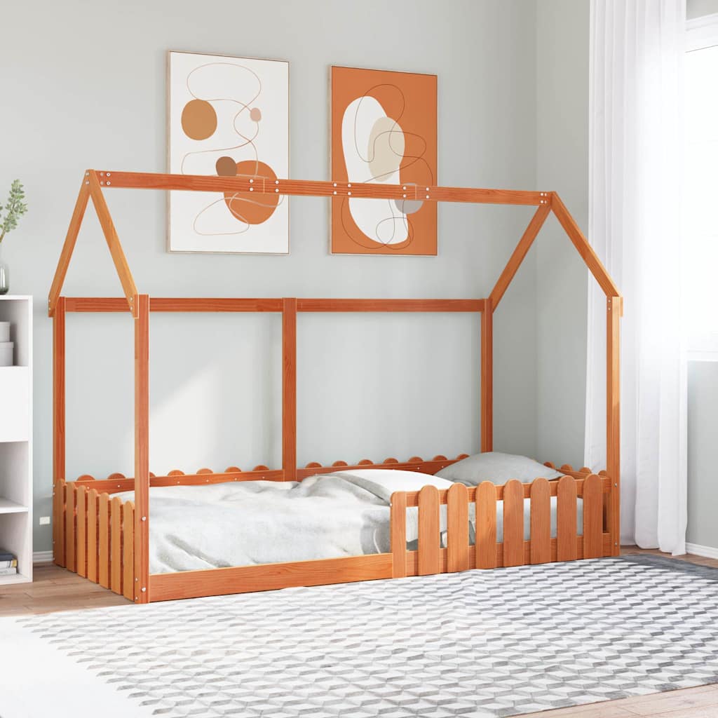 sengeramme til husseng 90x190 cm massivt fyrretræ gyldenbrun