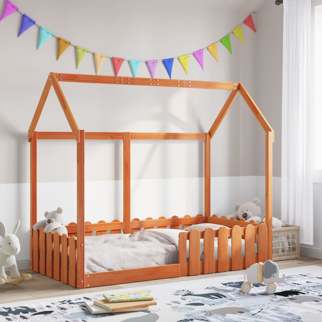 sengeramme til husseng 80x160 cm massivt fyrretræ gyldenbrun
