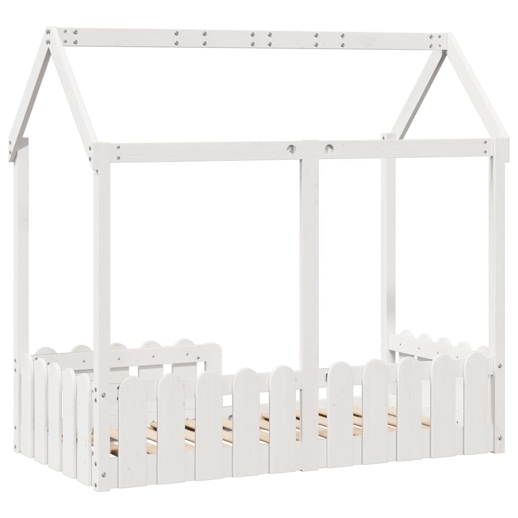 sengeramme til husseng 70x140 cm massivt fyrretræ hvid