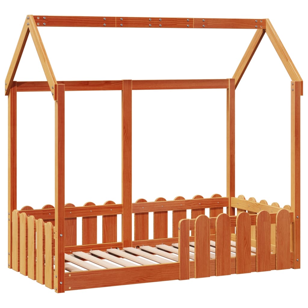 sengeramme til husseng 70x140 cm massivt fyrretræ gyldenbrun