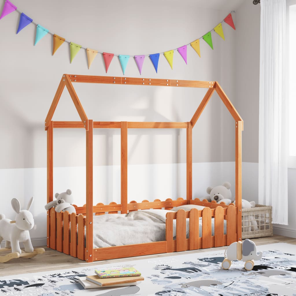 sengeramme til husseng 70x140 cm massivt fyrretræ gyldenbrun