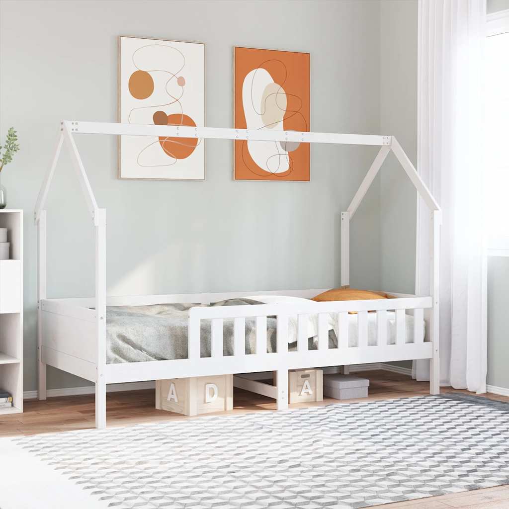 sengeramme til husseng 80x200 cm massivt fyrretræ hvid