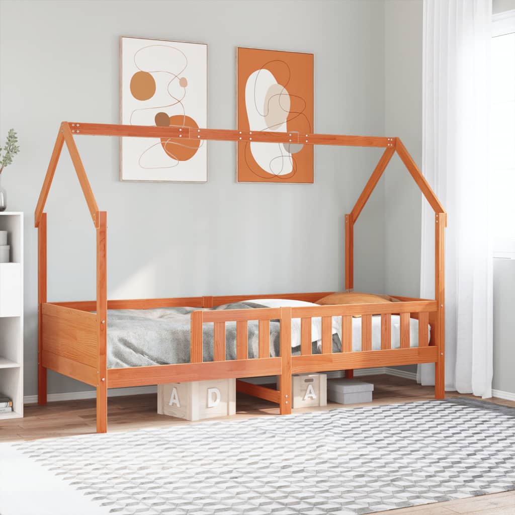 sengeramme til husseng 90x190 cm massivt fyrretræ gyldenbrun
