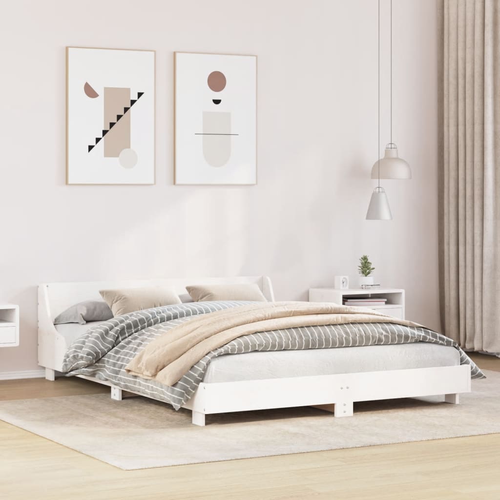 sengeramme uden madras 160x200 cm massivt fyrretræ hvid