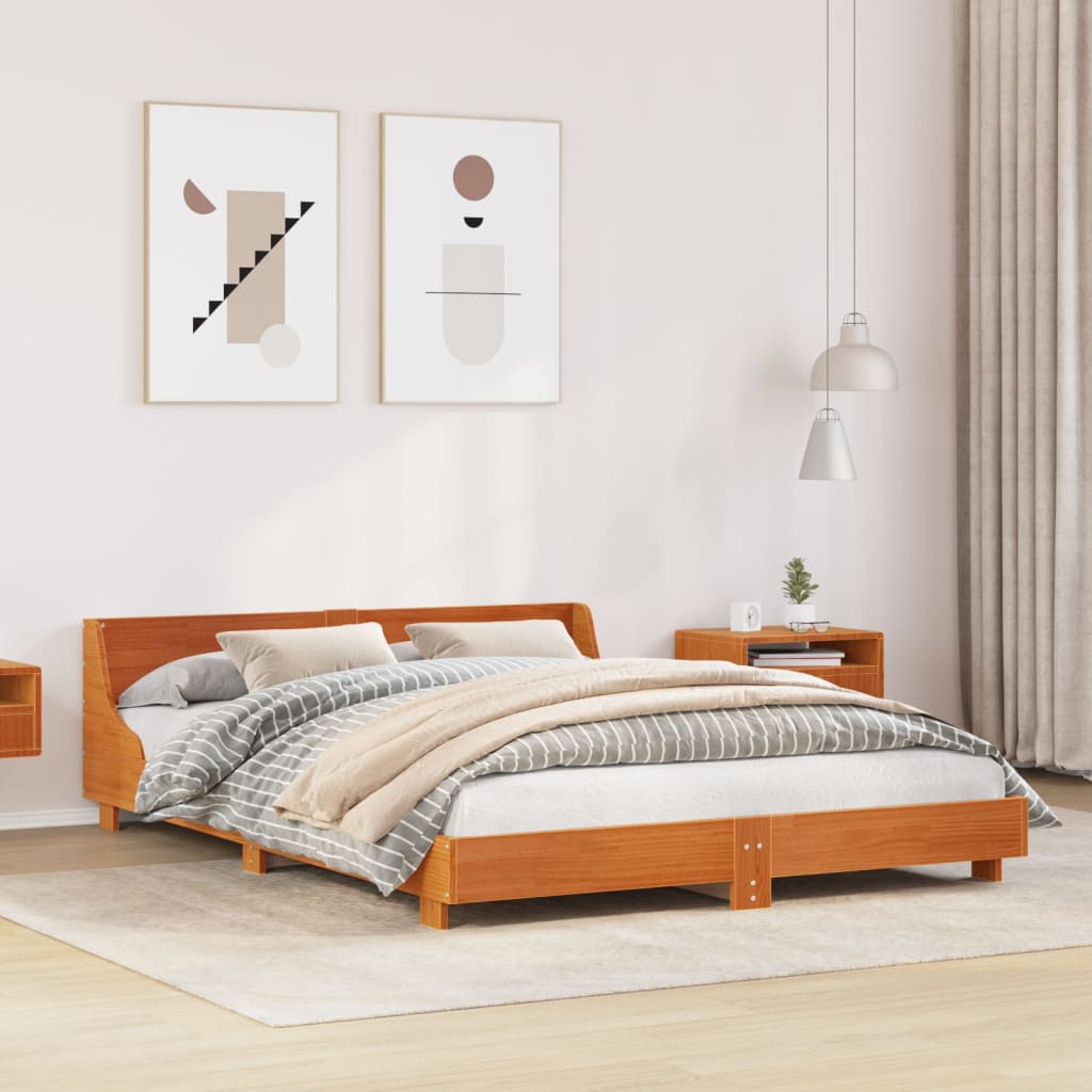 sengeramme uden madras 160x200 cm massivt fyrretræ gyldenbrun