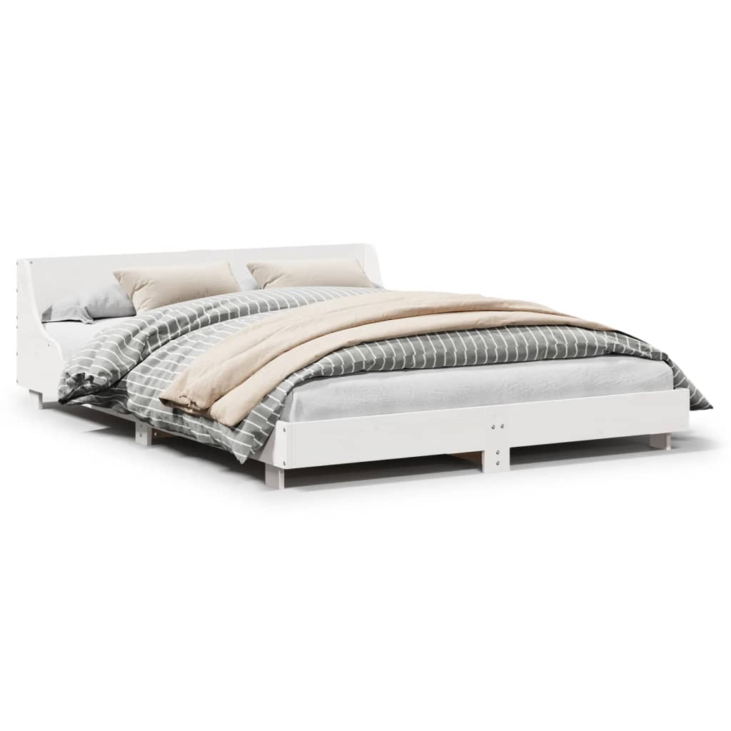 sengeramme uden madras 150x200 cm massivt fyrretræ hvid