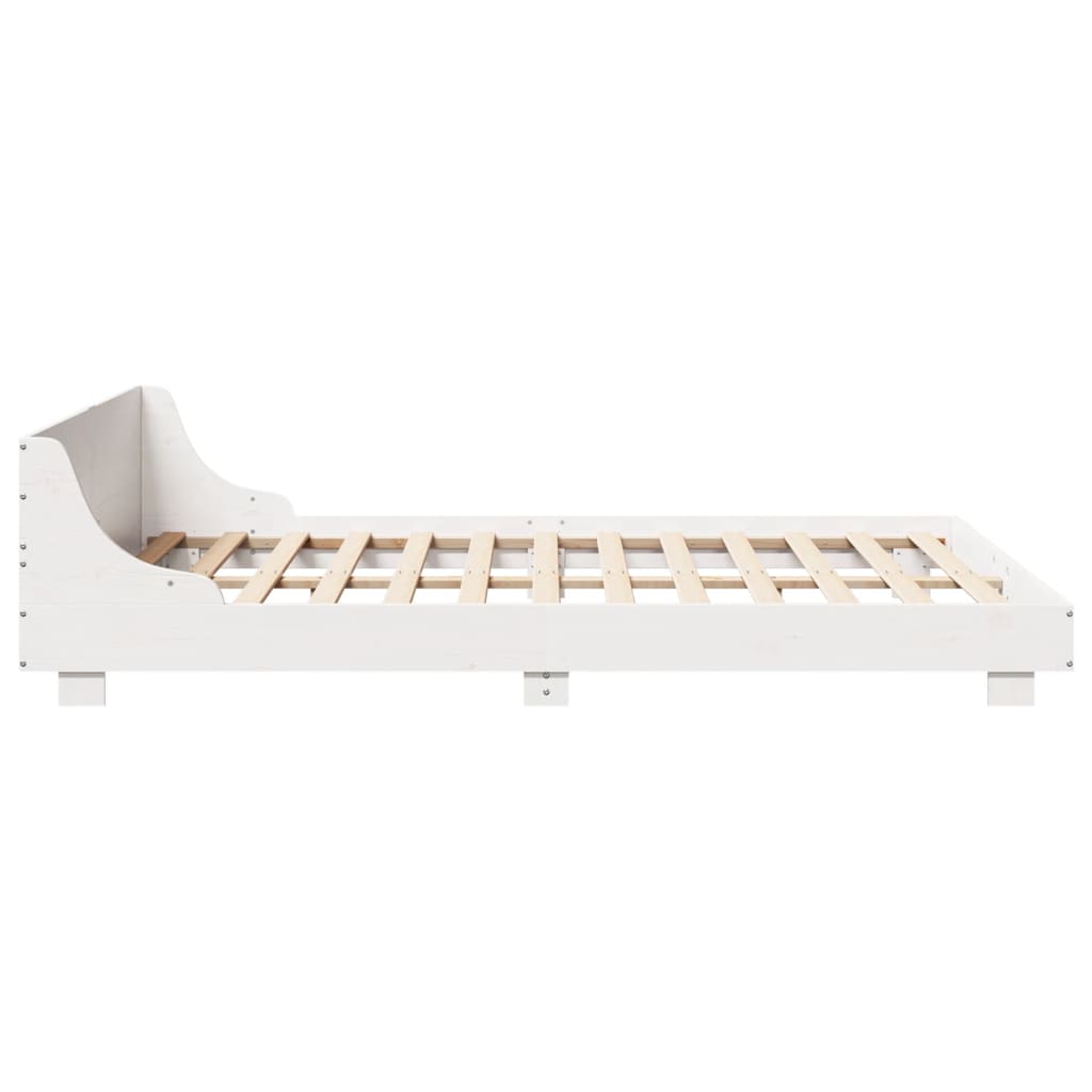sengeramme uden madras 150x200 cm massivt fyrretræ hvid