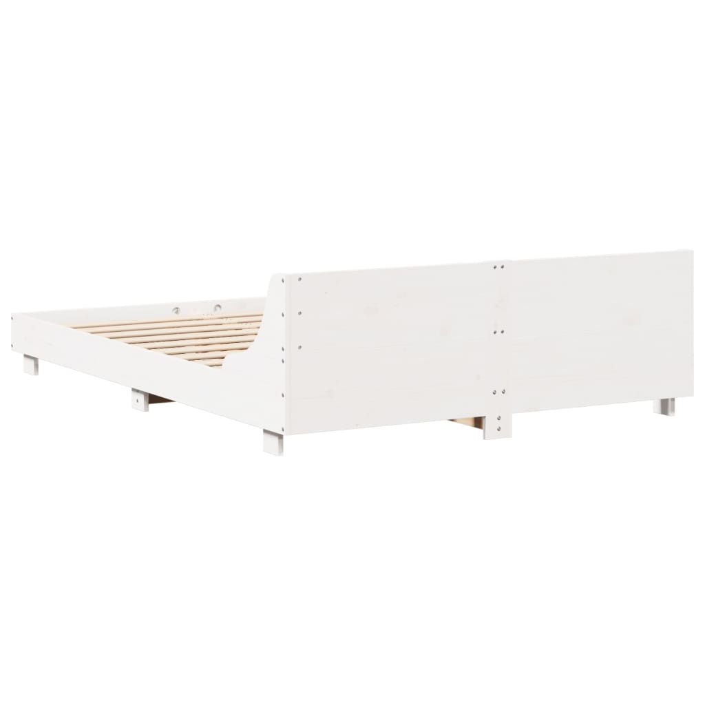 sengeramme uden madras 150x200 cm massivt fyrretræ hvid