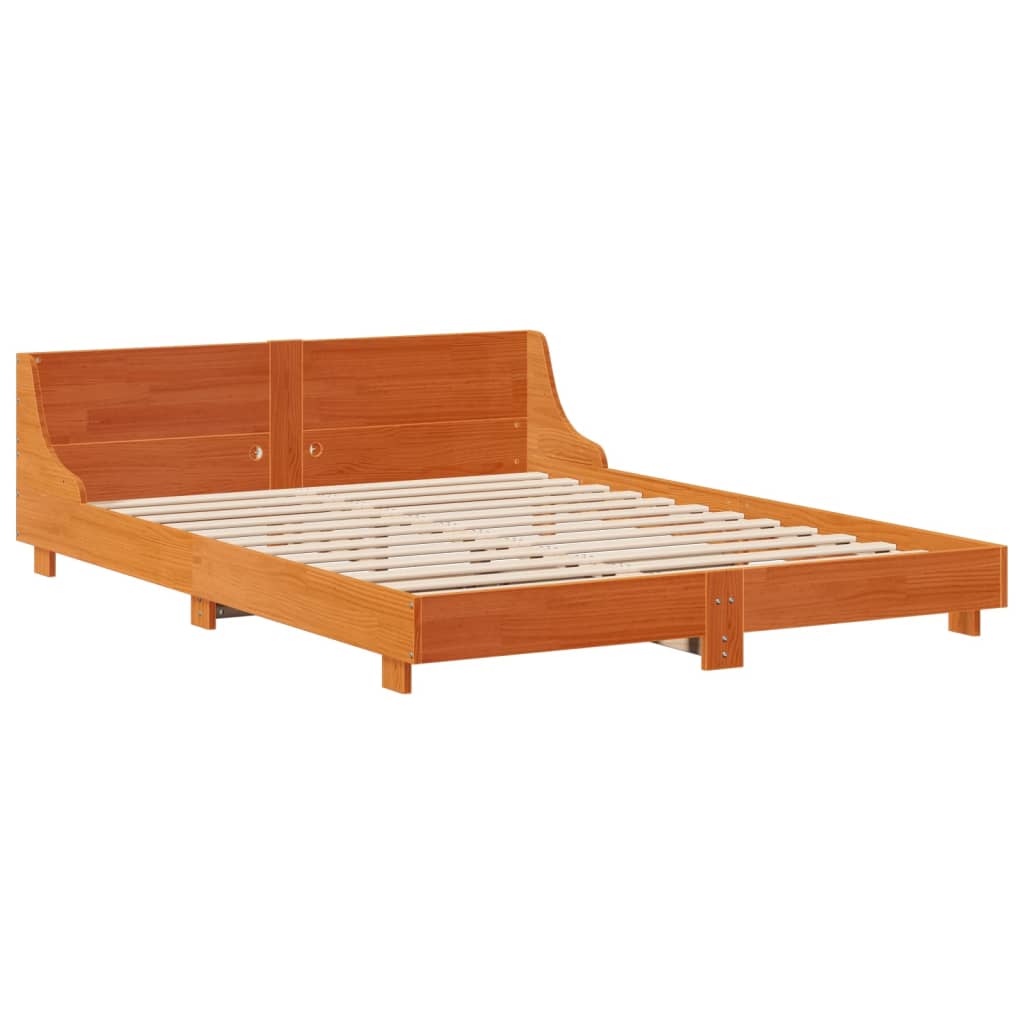 sengeramme uden madras 140x200 cm massivt fyr gyldenbrun