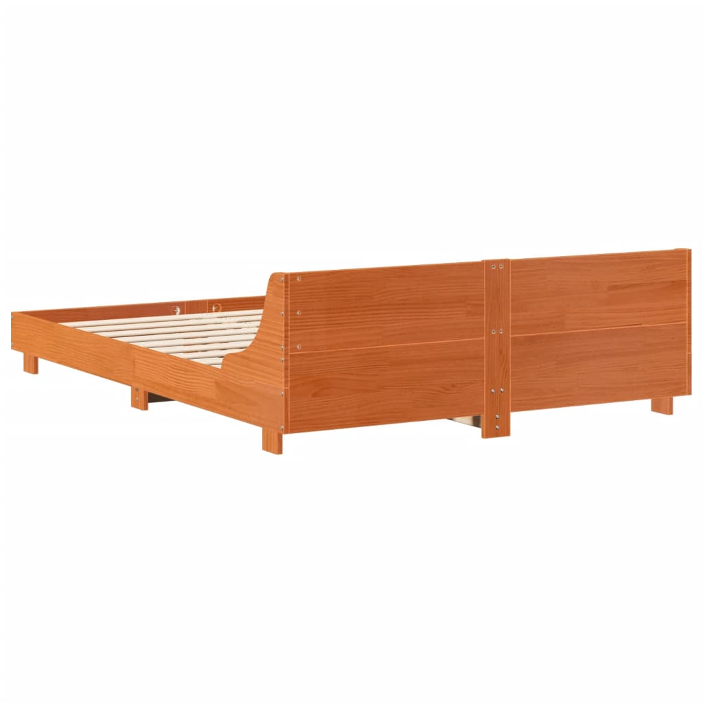 sengeramme uden madras 140x200 cm massivt fyr gyldenbrun