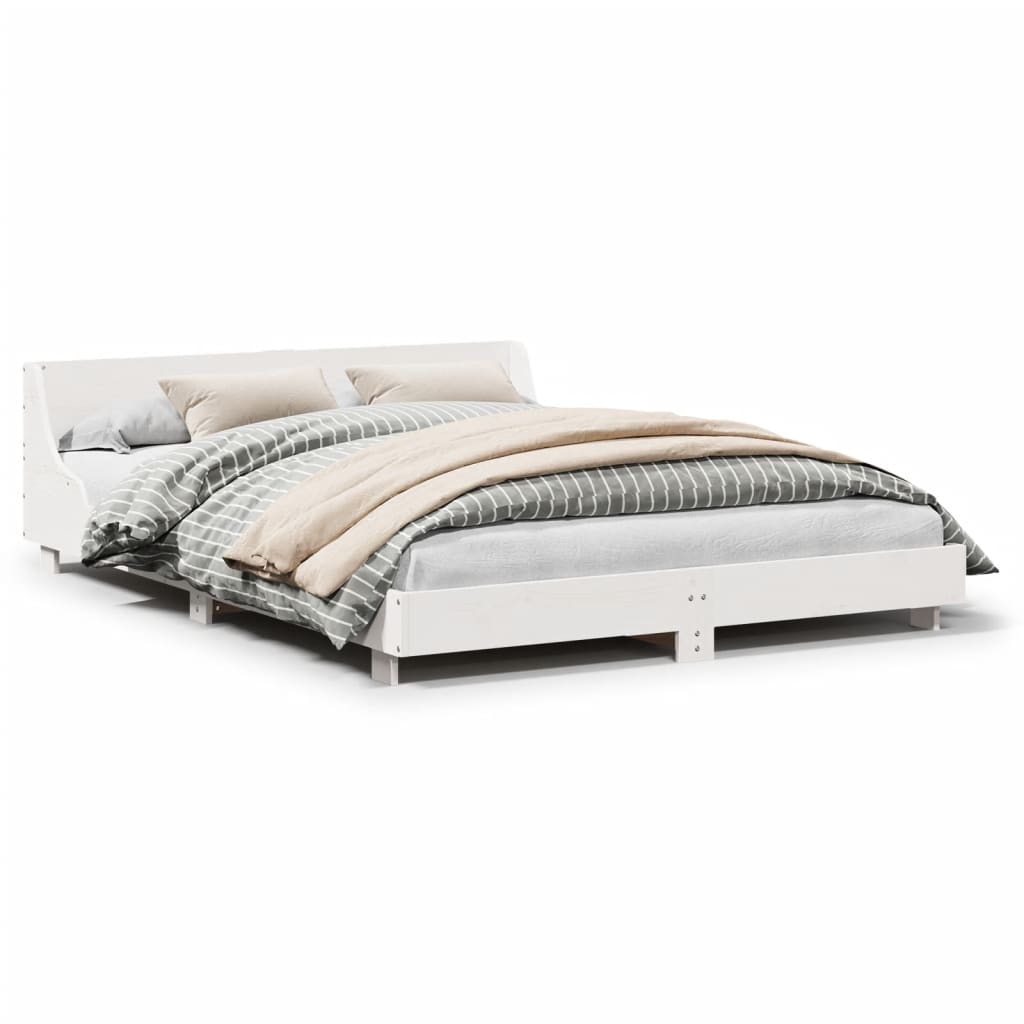 sengeramme uden madras 120x200 cm massivt fyrretræ hvid