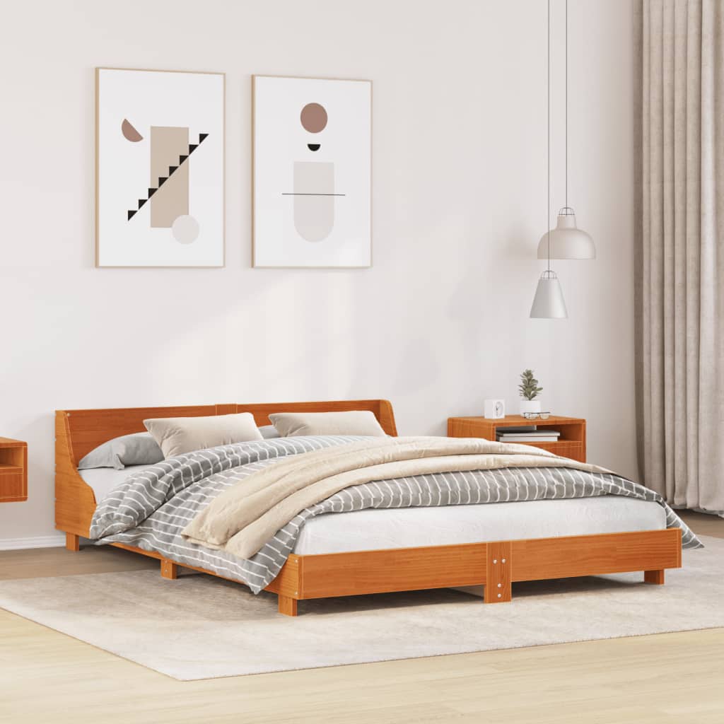 sengeramme uden madras 120x200 cm massivt fyrretræ gyldenbrun