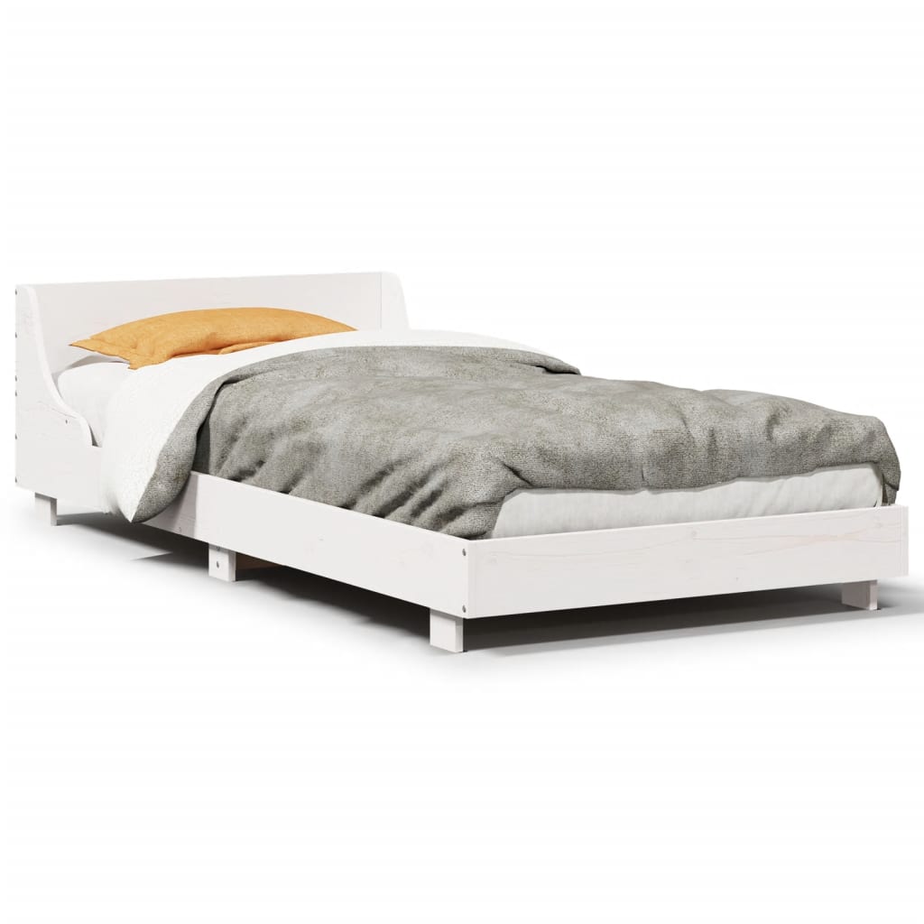 sengeramme uden madras 100x200 cm massivt fyrretræ hvid
