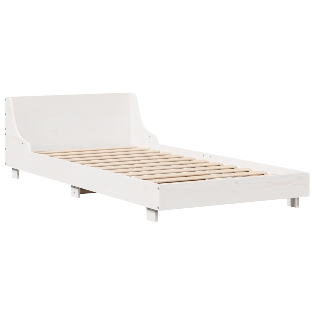 sengeramme uden madras 100x200 cm massivt fyrretræ hvid