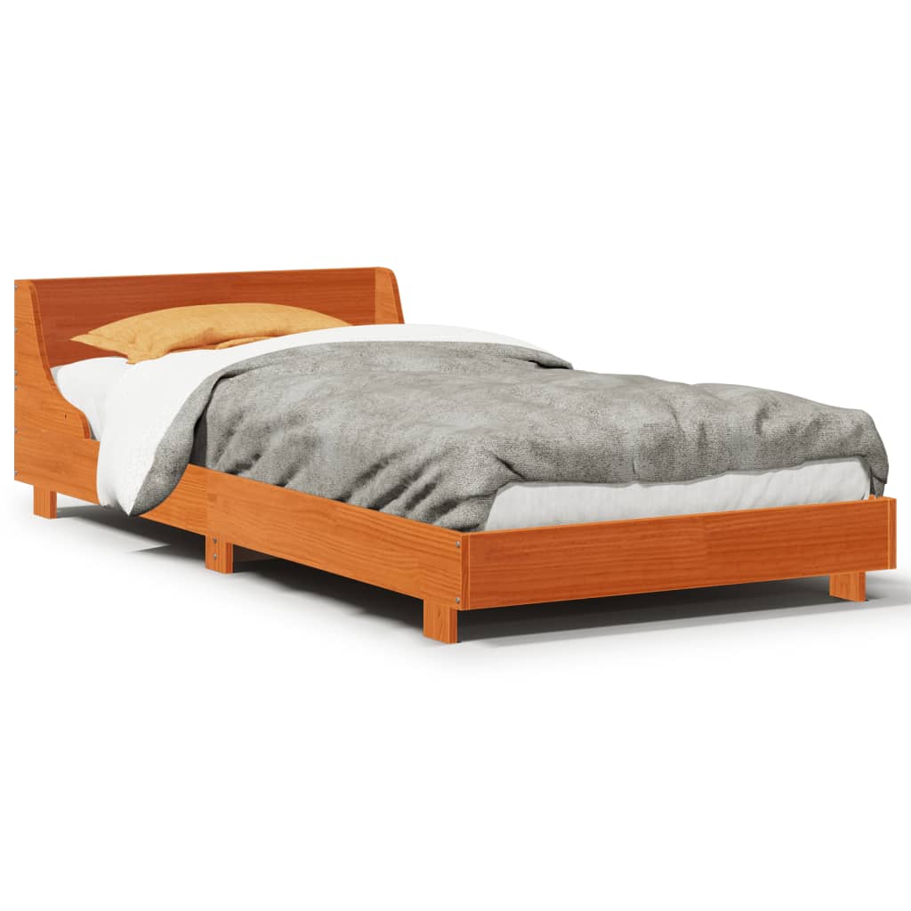 sengeramme uden madras 100x200 cm massivt fyrretræ gyldenbrun