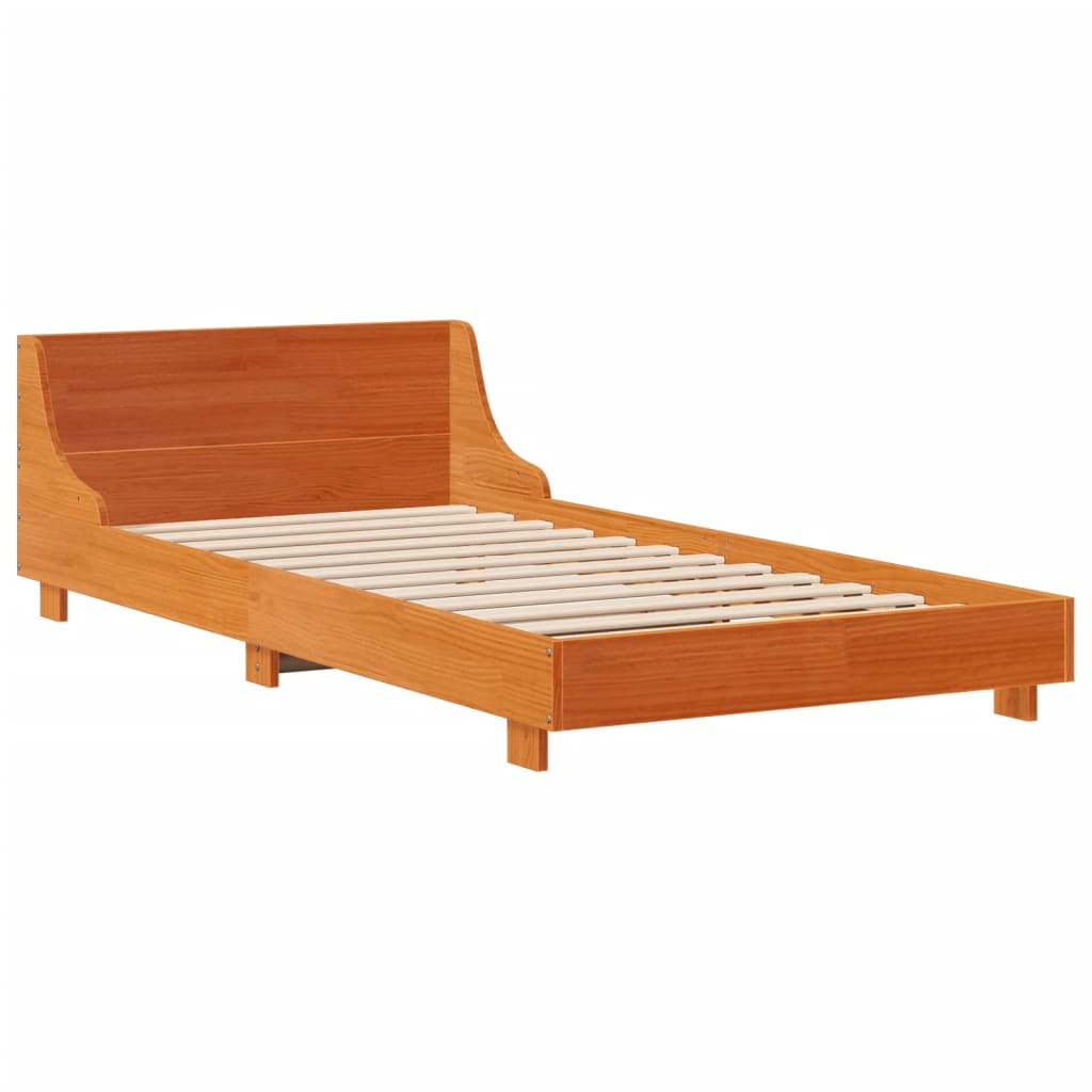 sengeramme uden madras 100x200 cm massivt fyrretræ gyldenbrun