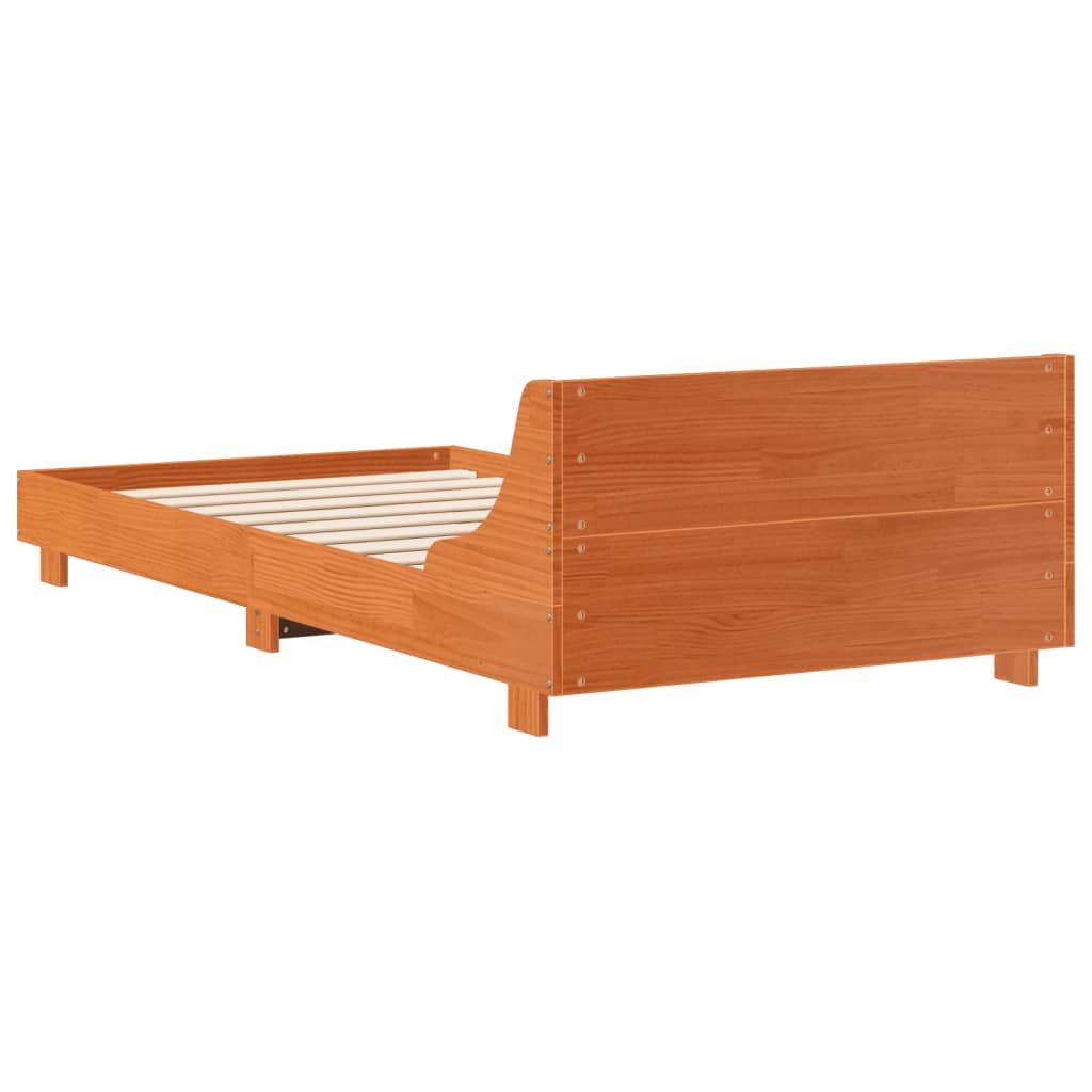sengeramme uden madras 100x200 cm massivt fyrretræ gyldenbrun