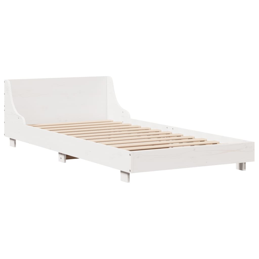 sengeramme uden madras 90x200 cm massivt fyrretræ hvid