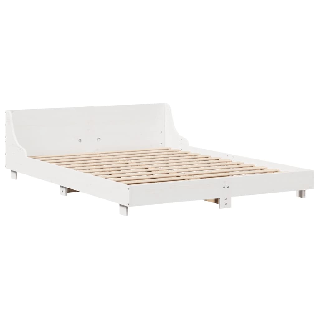 sengeramme uden madras 140x190 cm massivt fyrretræ hvid