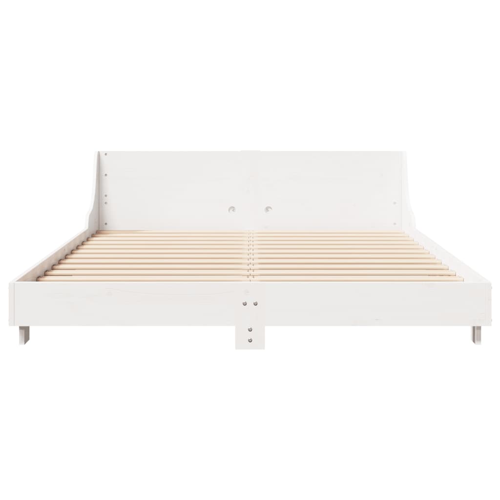 sengeramme uden madras 140x190 cm massivt fyrretræ hvid