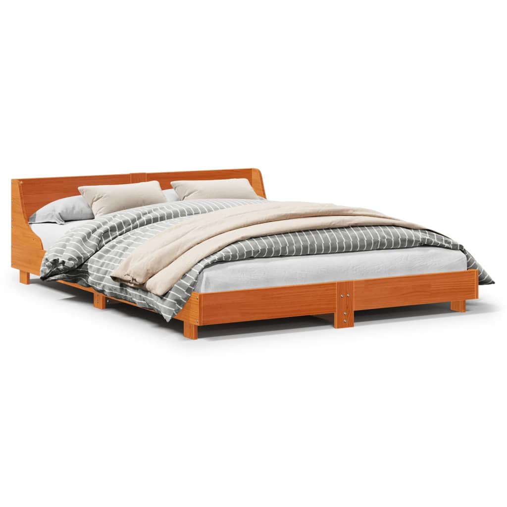 sengeramme uden madras 140x190 cm massivt fyrretræ gyldenbrun