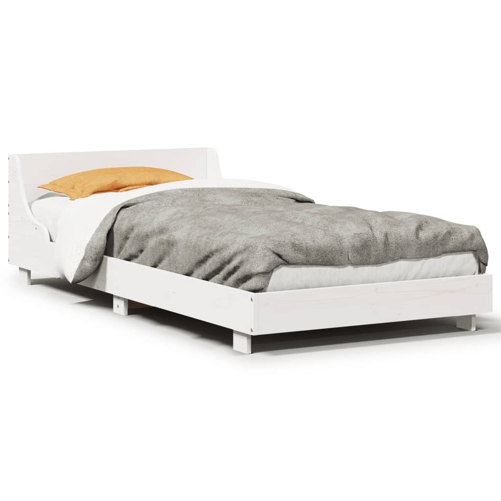 sengeramme uden madras 90x190 cm massivt fyrretræ hvid