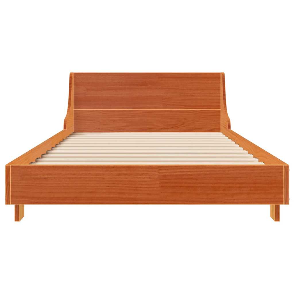 sengeramme uden madras 90x190 cm massivt fyrretræ gyldenbrun