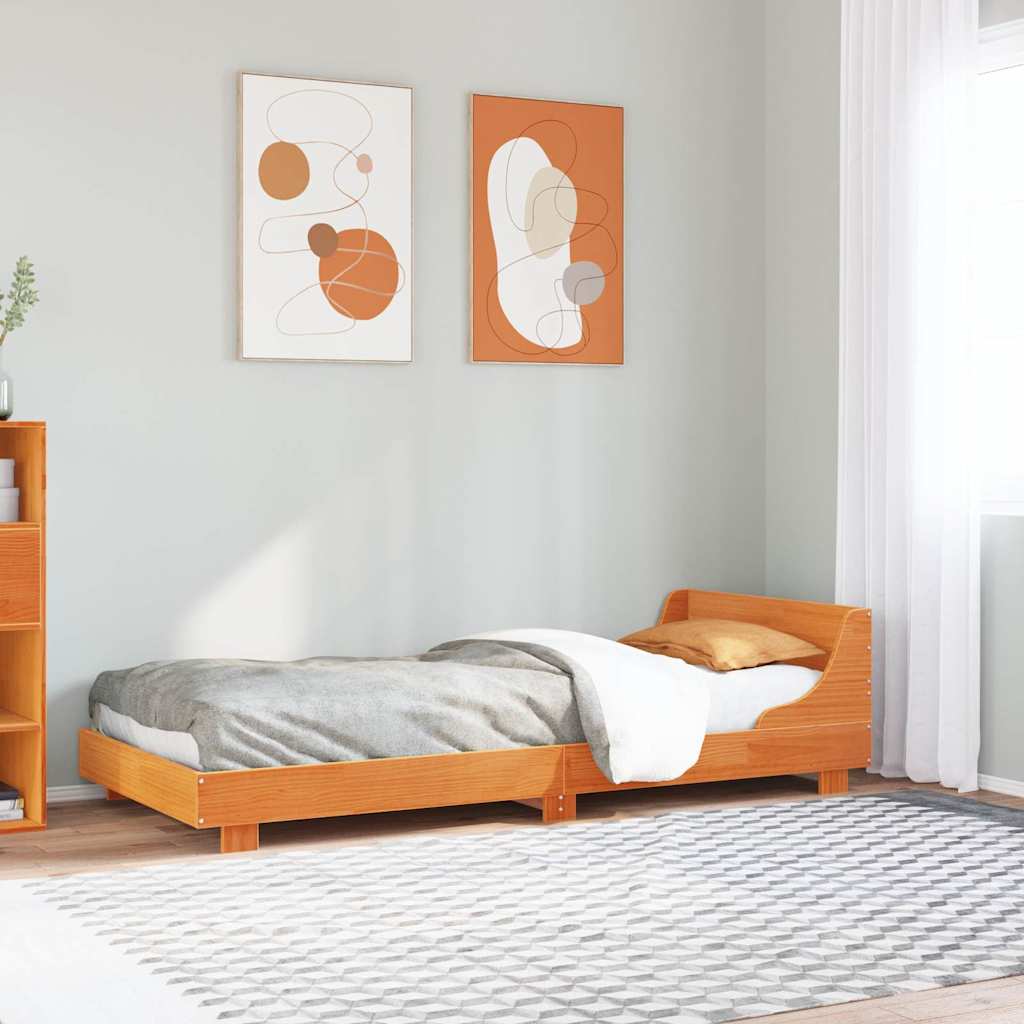 sengeramme uden madras 90x190 cm massivt fyrretræ gyldenbrun