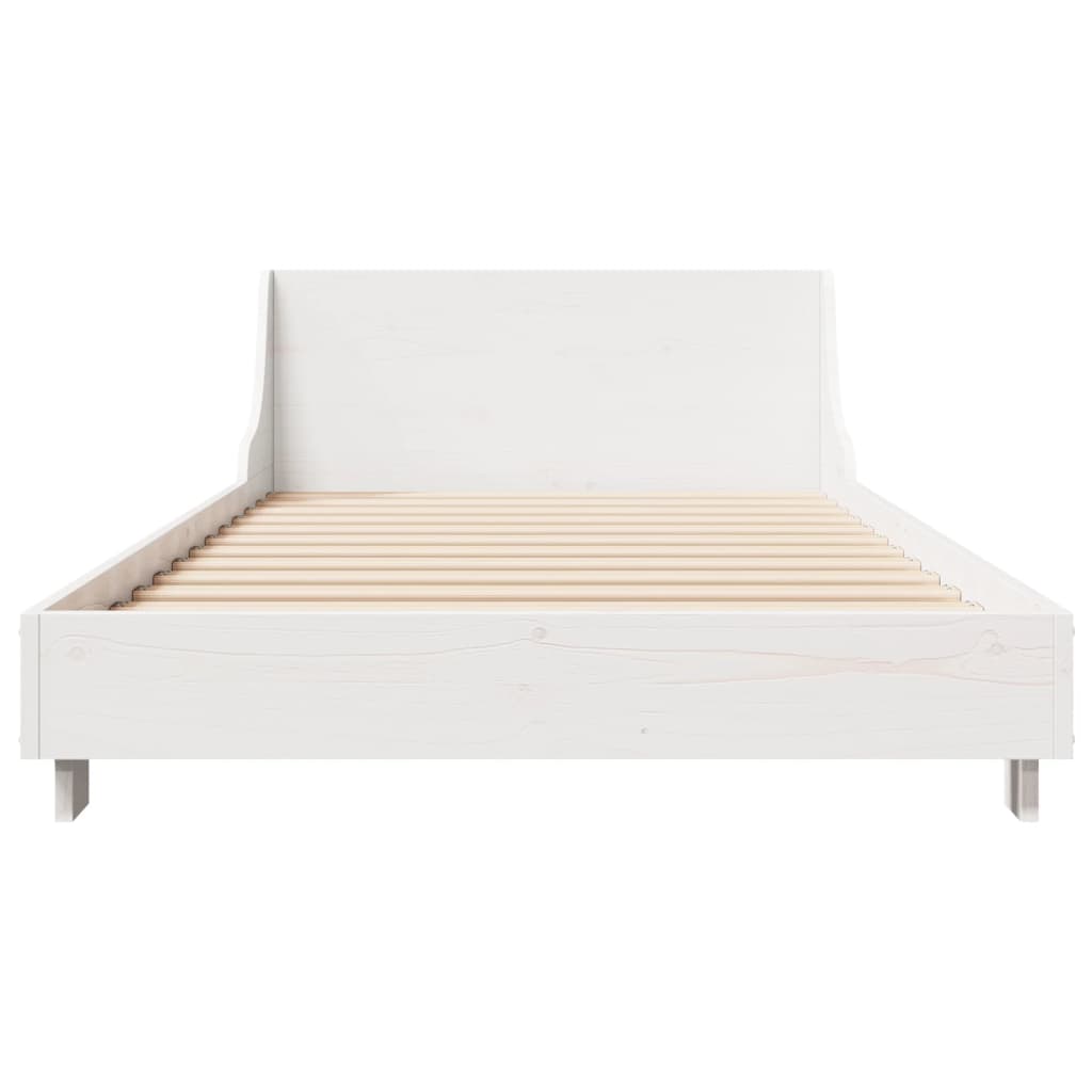 sengeramme uden madras 75x190 cm massivt fyrretræ hvid