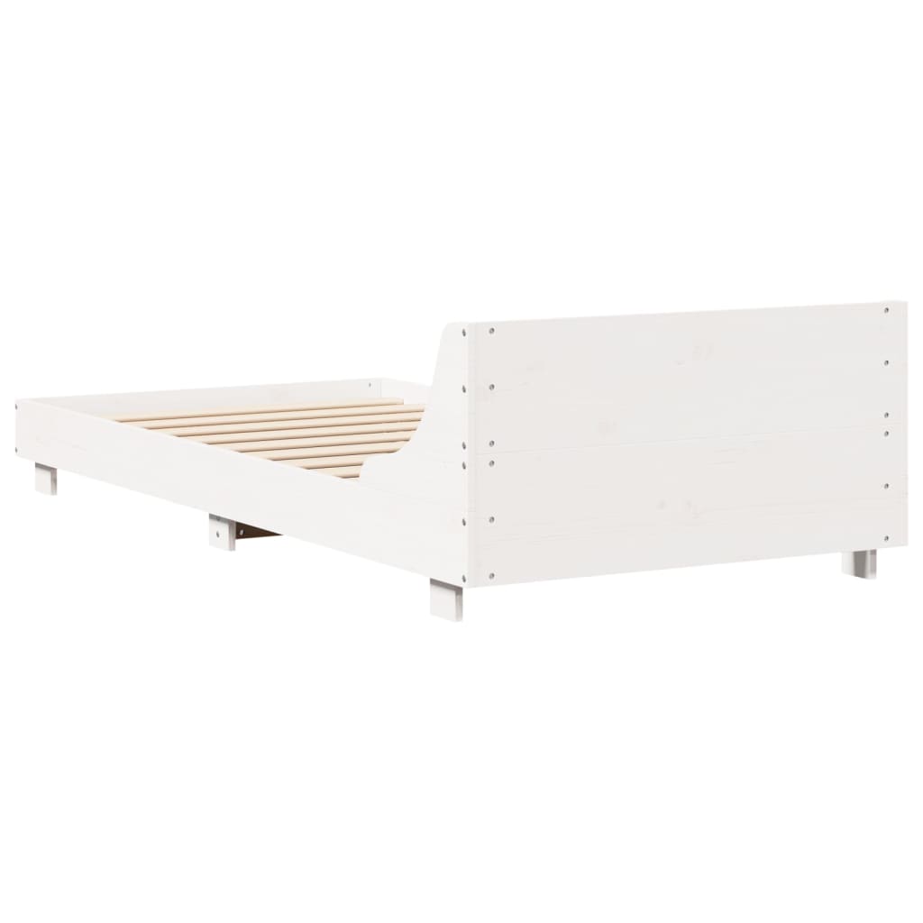 sengeramme uden madras 75x190 cm massivt fyrretræ hvid