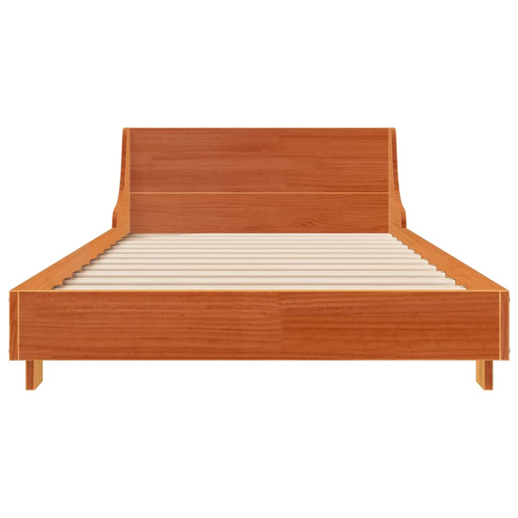 sengeramme uden madras 75x190 cm massivt fyrretræ gyldenbrun
