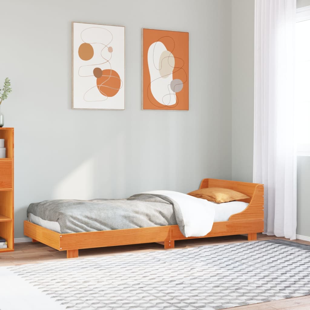 sengeramme uden madras 75x190 cm massivt fyrretræ gyldenbrun