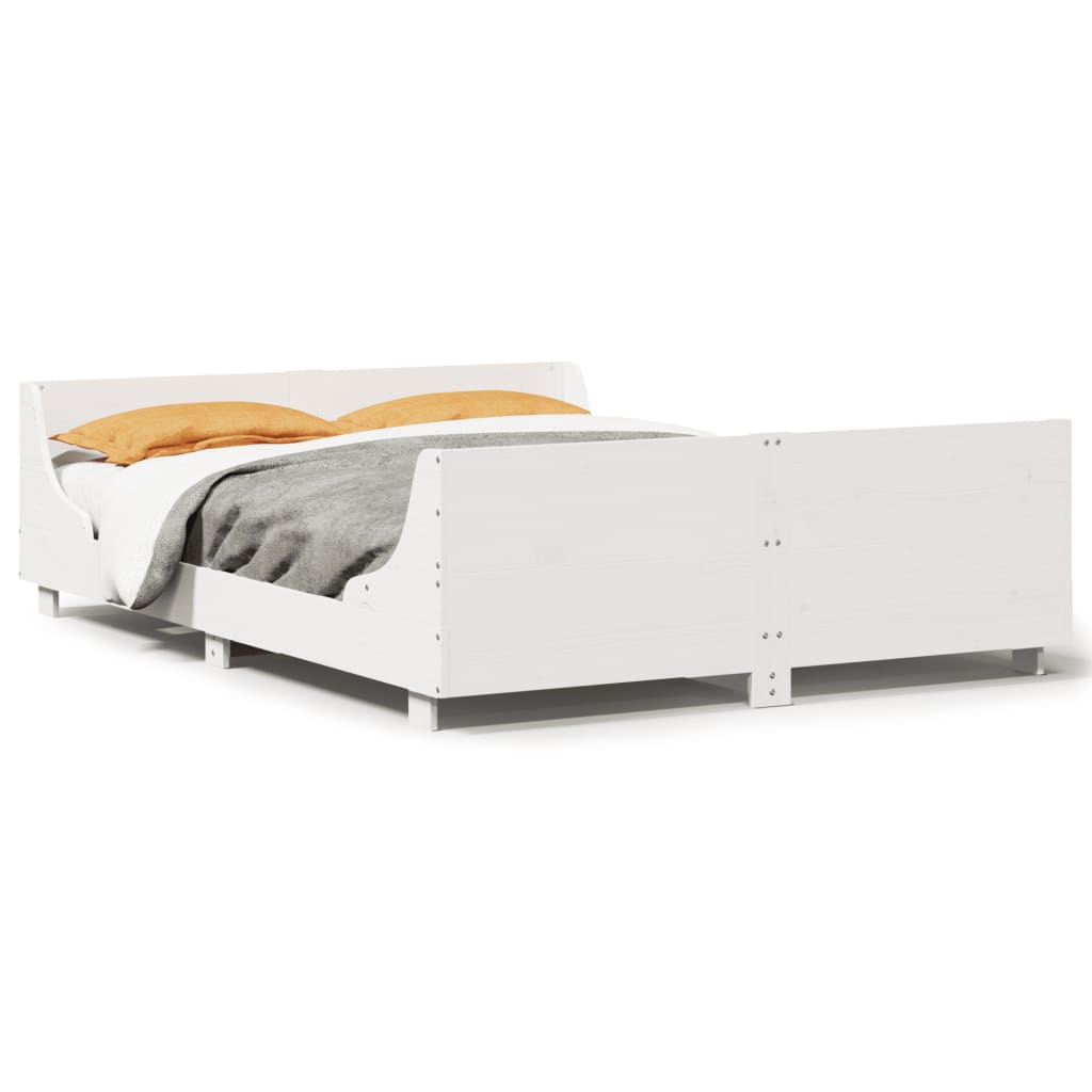 sengeramme uden madras 120x200 cm massivt fyrretræ hvid