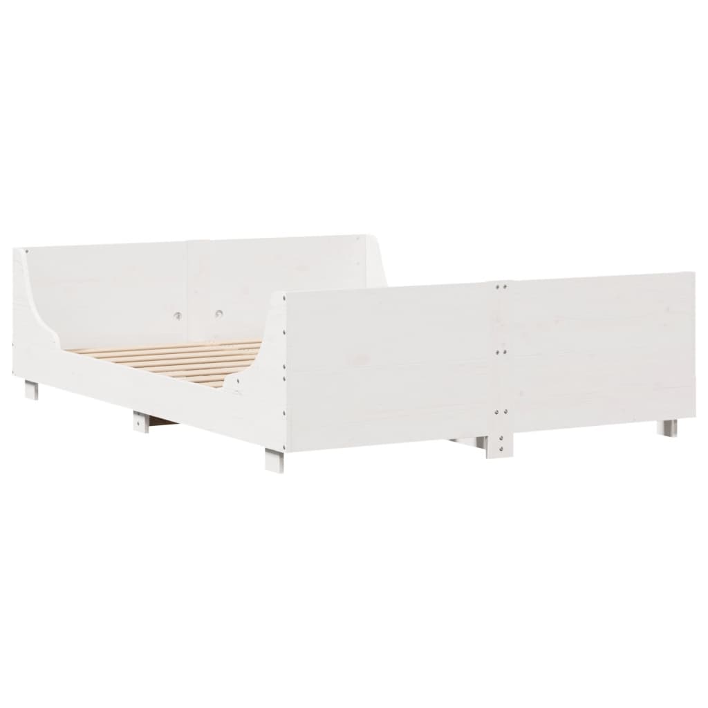 sengeramme uden madras 120x200 cm massivt fyrretræ hvid
