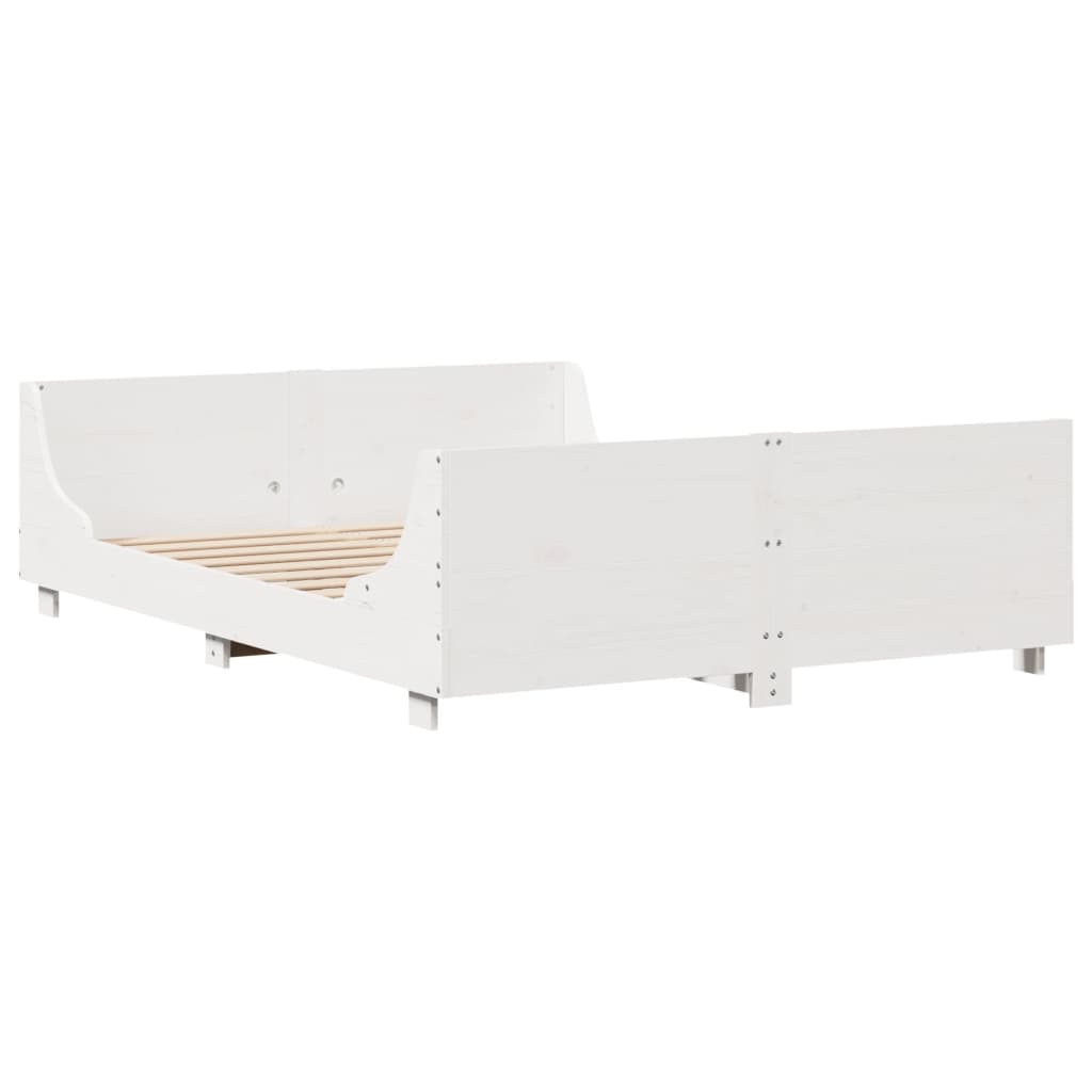 sengeramme uden madras 120x200 cm massivt fyrretræ hvid
